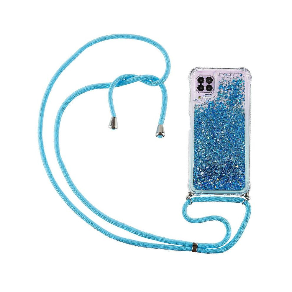 Glittering Quicksand Tpu Phone Case Cover with Hanging Rope for Samsung Galaxy A12 5g - Blue