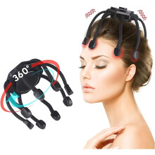 (Black) Hair Scalp Massager with 3 Vibrating Contacts, Rechargeable Ultra Scalp Massager, Portable Head Massager for Pain and Anxiety Relief