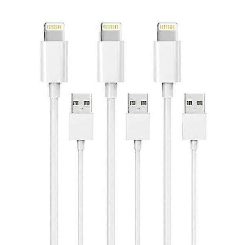 3-Pack 2M Lightning Charger iPhone 13/12/11/ Xs/Max/X/8/7/6/5/SE White