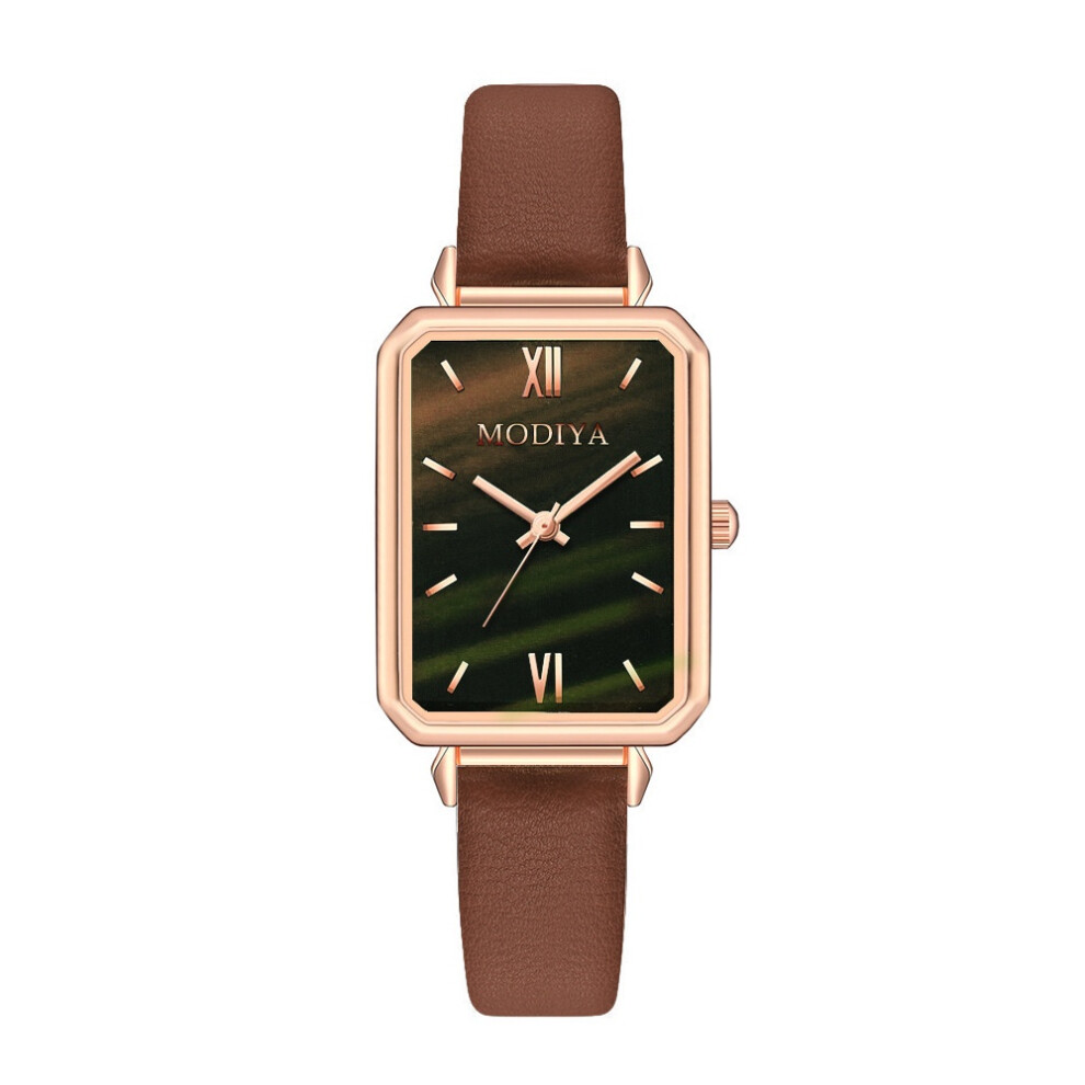 (Styled) Ladies Trendy Watch With Vintage Square Dial Pu Strap And Not,Specified