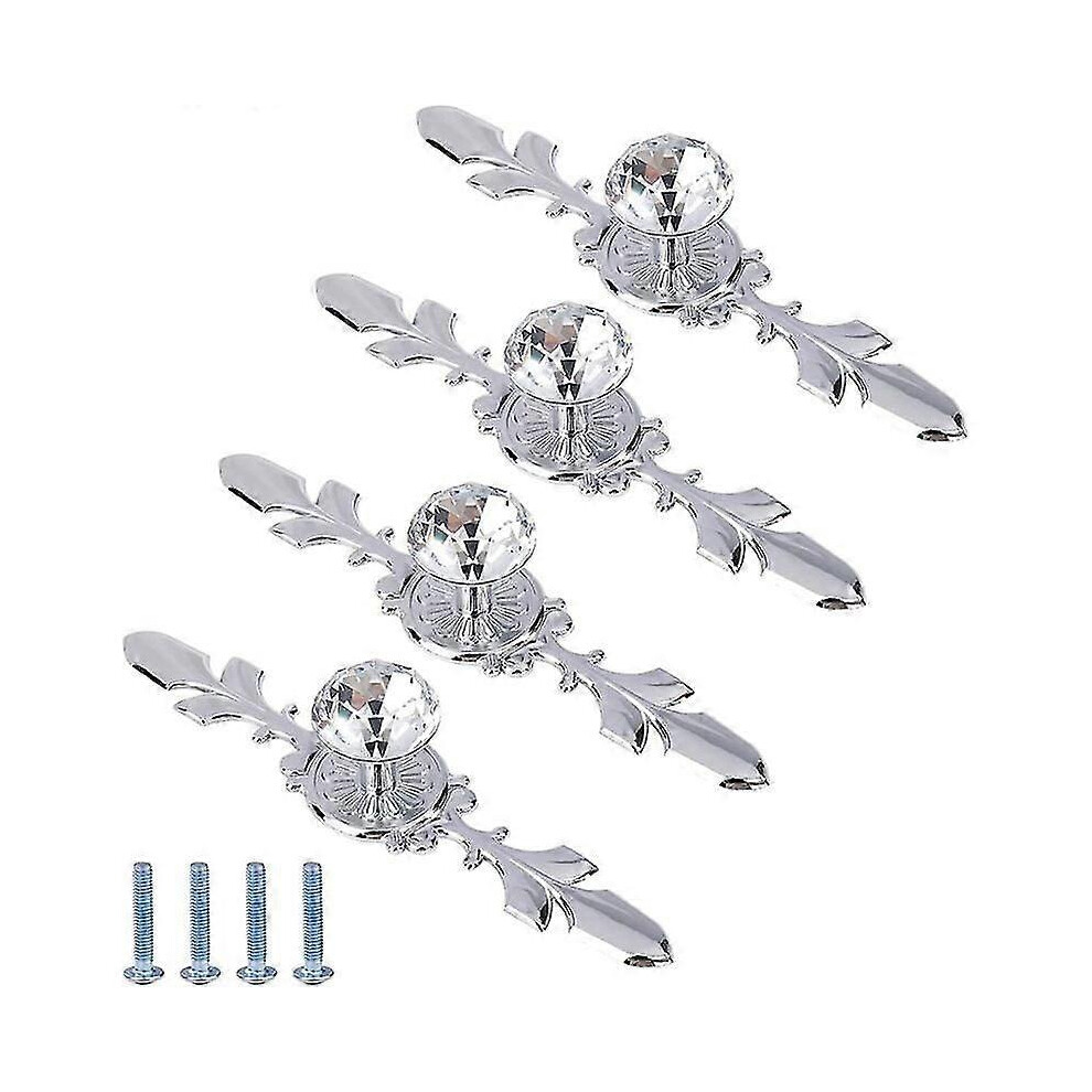 Crystal Drawer Knobs Cabinet Door Knobs Cupboard Furniture Cupboards Pull Handle With Silver Plate Suitable For Kitchen Cabinets And Drawers, 120Mm (P 7901294867603