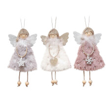 (As show, One size) 3pcs Doll Pendants White Roseate Grey Lovely Hanging Doll Ornament For Xmas Tree Decoration