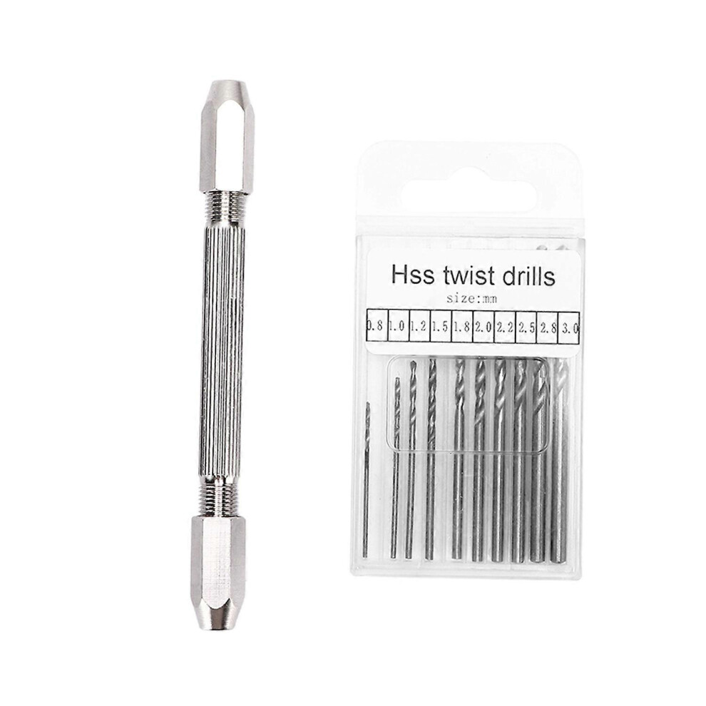 (As Show, One Size) Double Hand Drill Rust Proof Durable 2 Collet Design 3 Jaw Collet Ergonomic Handle With Twist Bit Ha 6909775614884