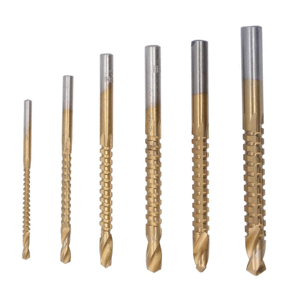 (As Show, One Size) 6Pcs Woodworking Serrated Drill Bit High Speed Steel Twist Drills Bits For Soft Material 3-8Mm 6909775648568