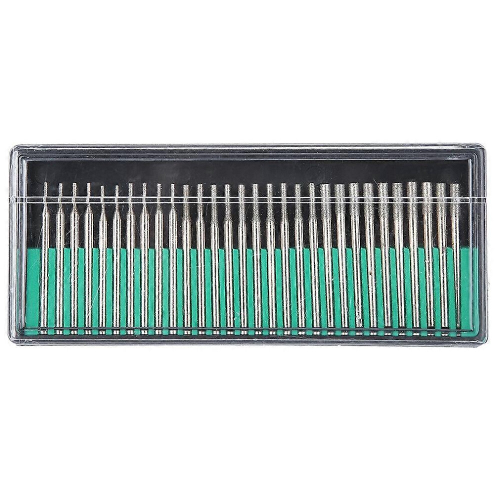 (As Show, One Size) 30Pcs Diamond Needle Sanding Tool Set Carving Accessory Grinder Head Cylindrical 1 / 2 / 3Mm 6909775598788
