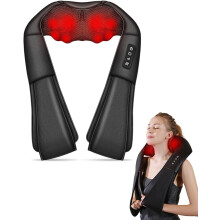 (Black) Neck Massager, Deep Tissue 3D Kneading with Heat, 3 Speeds 2 Massage Directions, Suitable for Neck, Shoulders, Back, Waist, Feet, and Legs