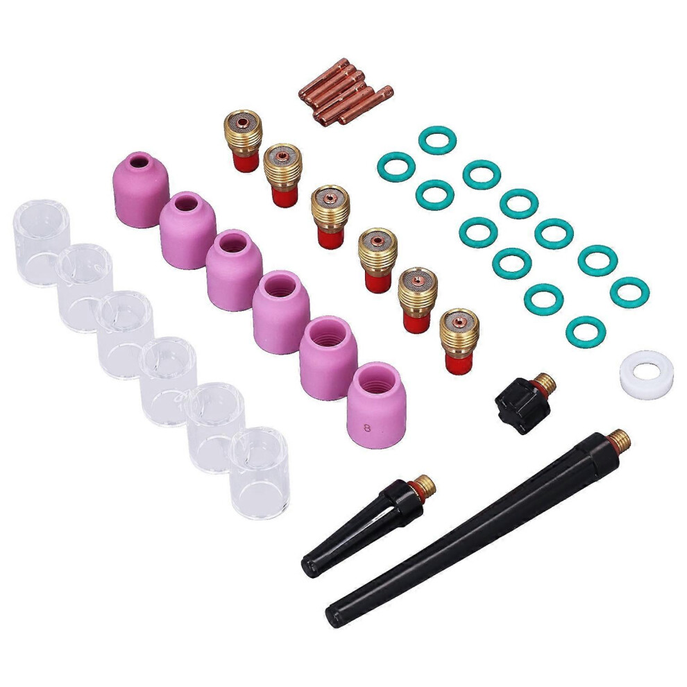 (As Show, One Size) 40Pcs Tig Welding Torch Accessories Kit Collet Alumina Nozzle Gas Len Glass Cup For Wpâ9/20/25 6909775657867