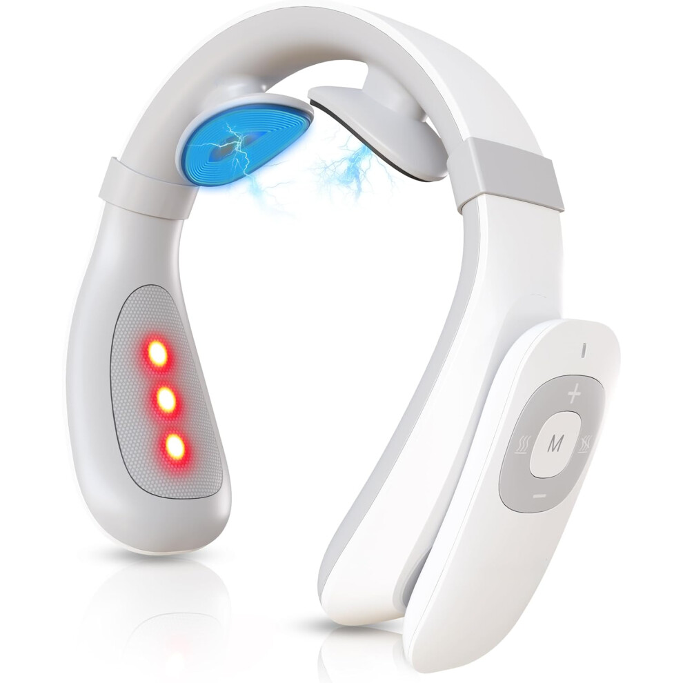 (2025 Edition) FORTHiQ Neck TENS Machine with Heat, Electric Neck Massager for Pain Relief, 15 Levels Deep Tissue Massage, Portable and Soothing