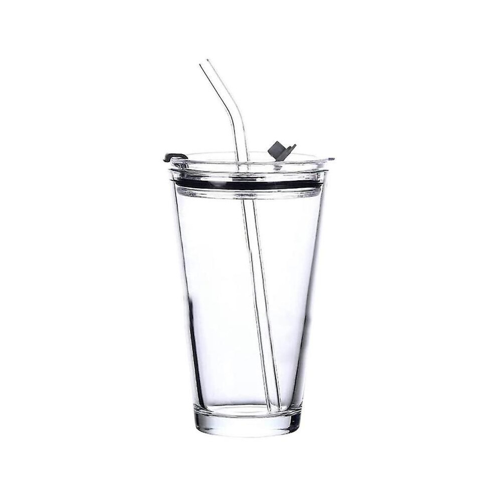 Travel Glass with Non-slip Cover Glass with Straws C
