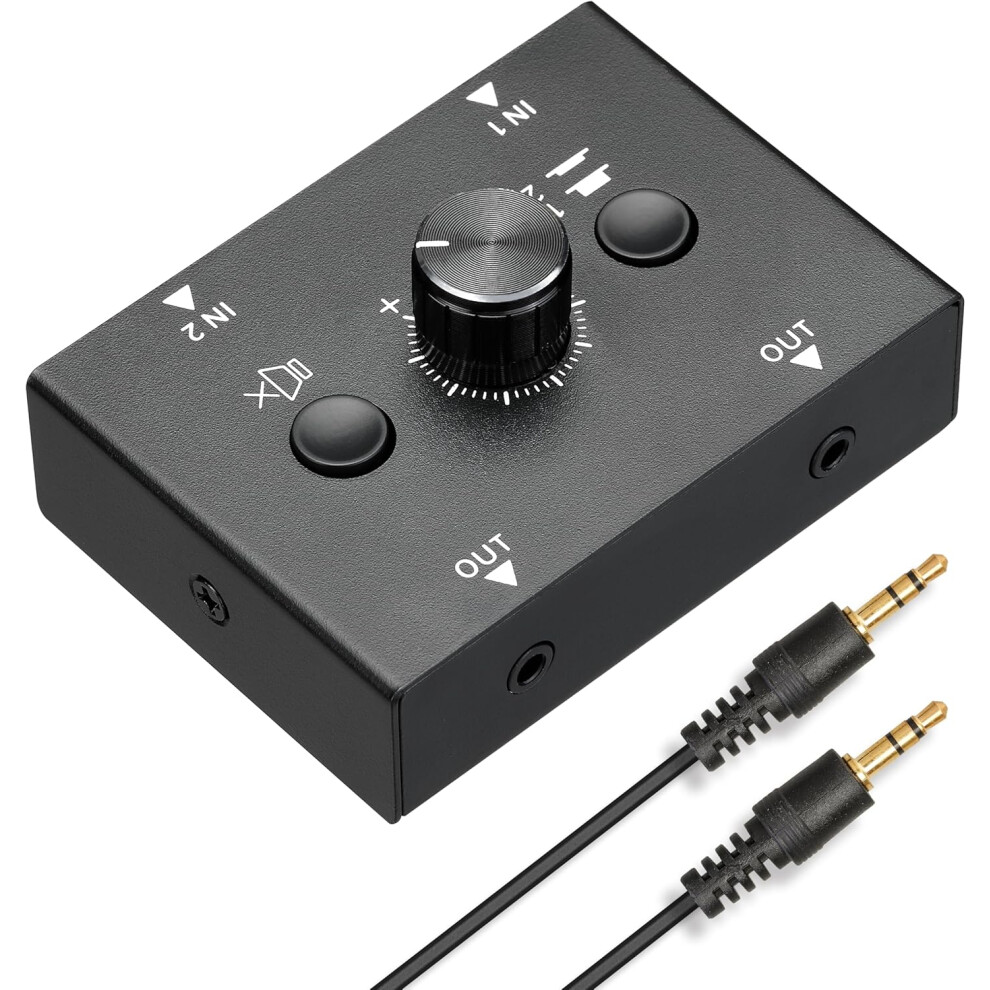 3.5Mm Audio Switch Stereo Audio Splitter Box 2 In 2 Out Audio Switcher Passive Speaker Headphone Manual Selector 749691205232