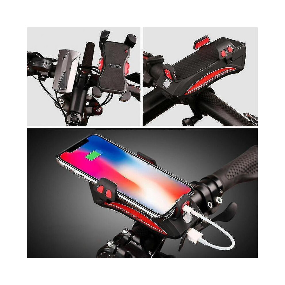 4 In 1 Bicycle Handlebar Power Bank Phone Stand Holder Black/Blue/Orange/Red