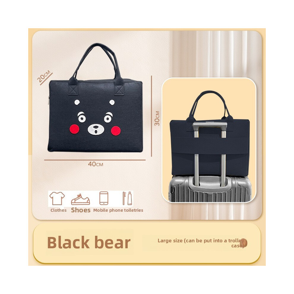 (Black) Portable Multifunctional Luggage Bag Cartoon Lightweight Travel Capacity Large-image-OPC-PH5CXZM-NEW