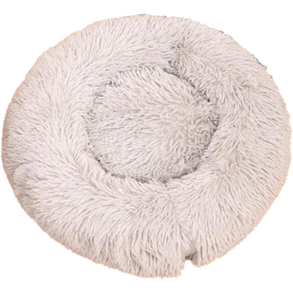 (lightgrey) Round Plush Pet Bed, Cat Sofa Cushion, Plush Pet Bed, Cat Beds for House Cats, Soothing Plush Cuddly Bed for Dogs, Plush Cushion Bed for Small Dogs