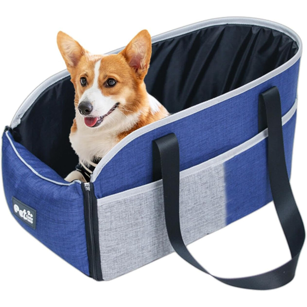 (See description, blue) Dog Car Seat Centre Console, Centre Console Seat for Small Cats, Portable All-Year Car Seat for Small Dogs, Armrest Pet Car Seat, Removable Cushion