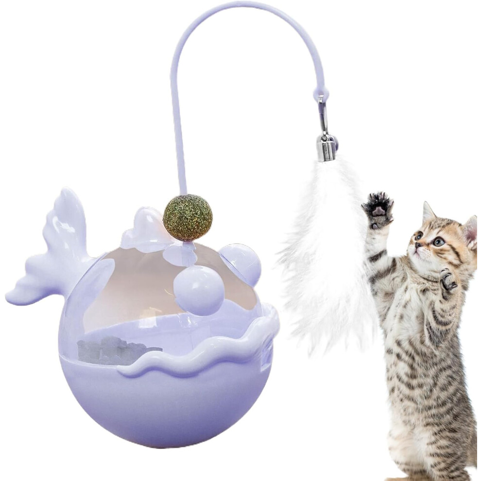 (Purple) Interactive Cat Toy - Catnip Toy For Home Cats - Hunting Training Food Feather Toy For Sensory Mental Stimulation For House Cats Purple