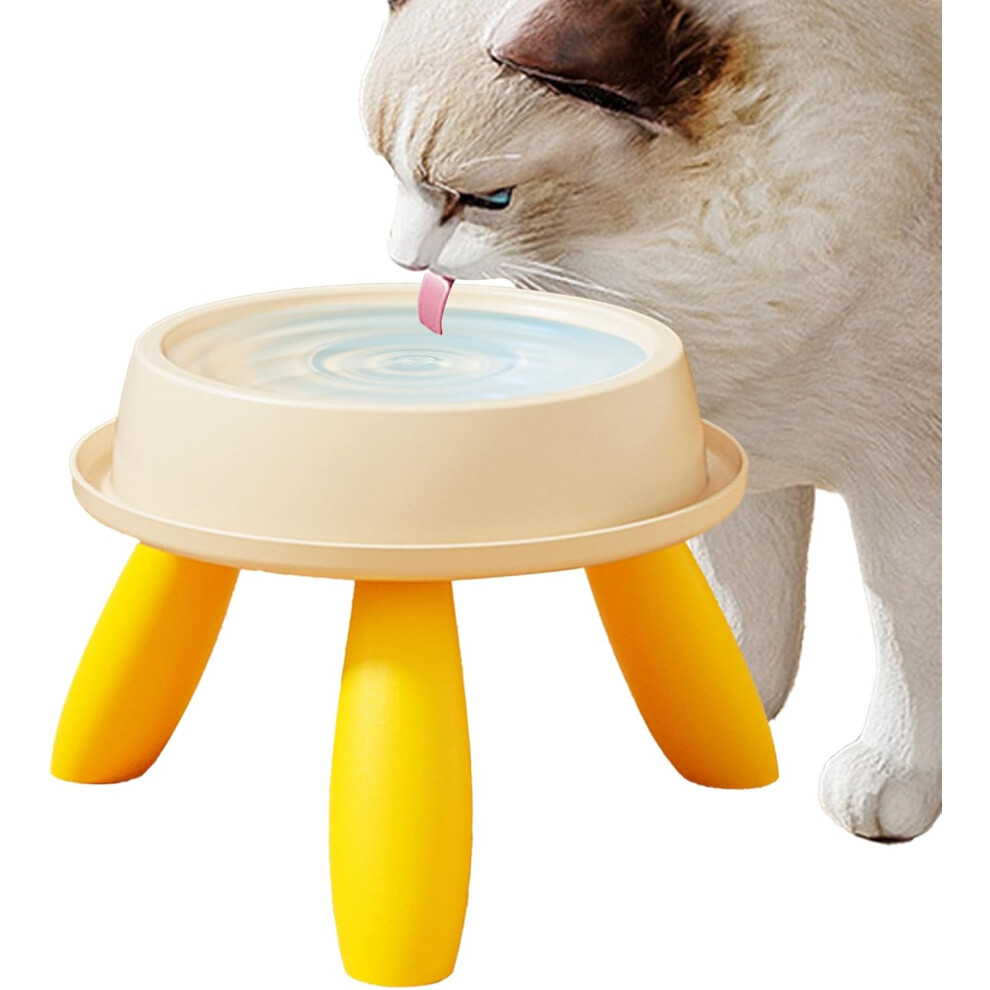 (Beige / yellow) Raised Cat Bowl, Raised Feeding Bowl for Cats, Anti-Reflux Cat Bowl for Multiple Animals, Daily Use in Home & Garden, Kitten Puppy Bowl