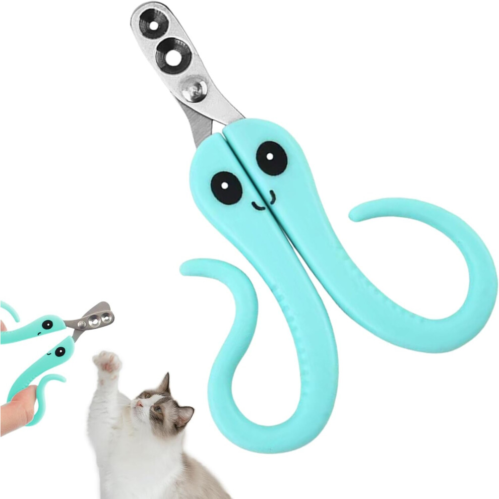 (Green) Cat Nail Cutter, Cat Nail Clippers - Metal Kitten Nail Trimmer, Professional Stainless Steel Care Tool, Claw Scissors for Pets, Injury-Proof Nail