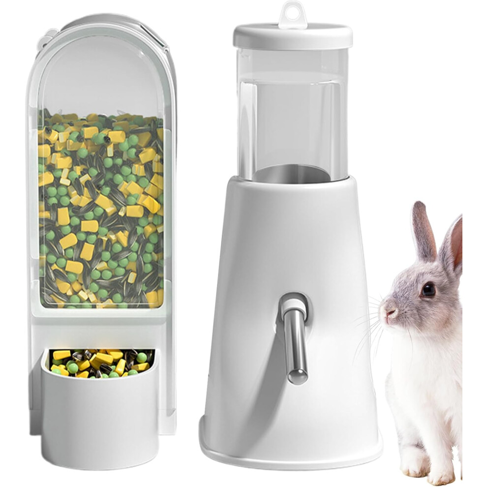 Hamster Bottle, Food and Water Dispenser Set - Large Volume Food and Drinking Bowl for Hamsters Gerbils Rabbits Hedgehogs with Cage Accessories