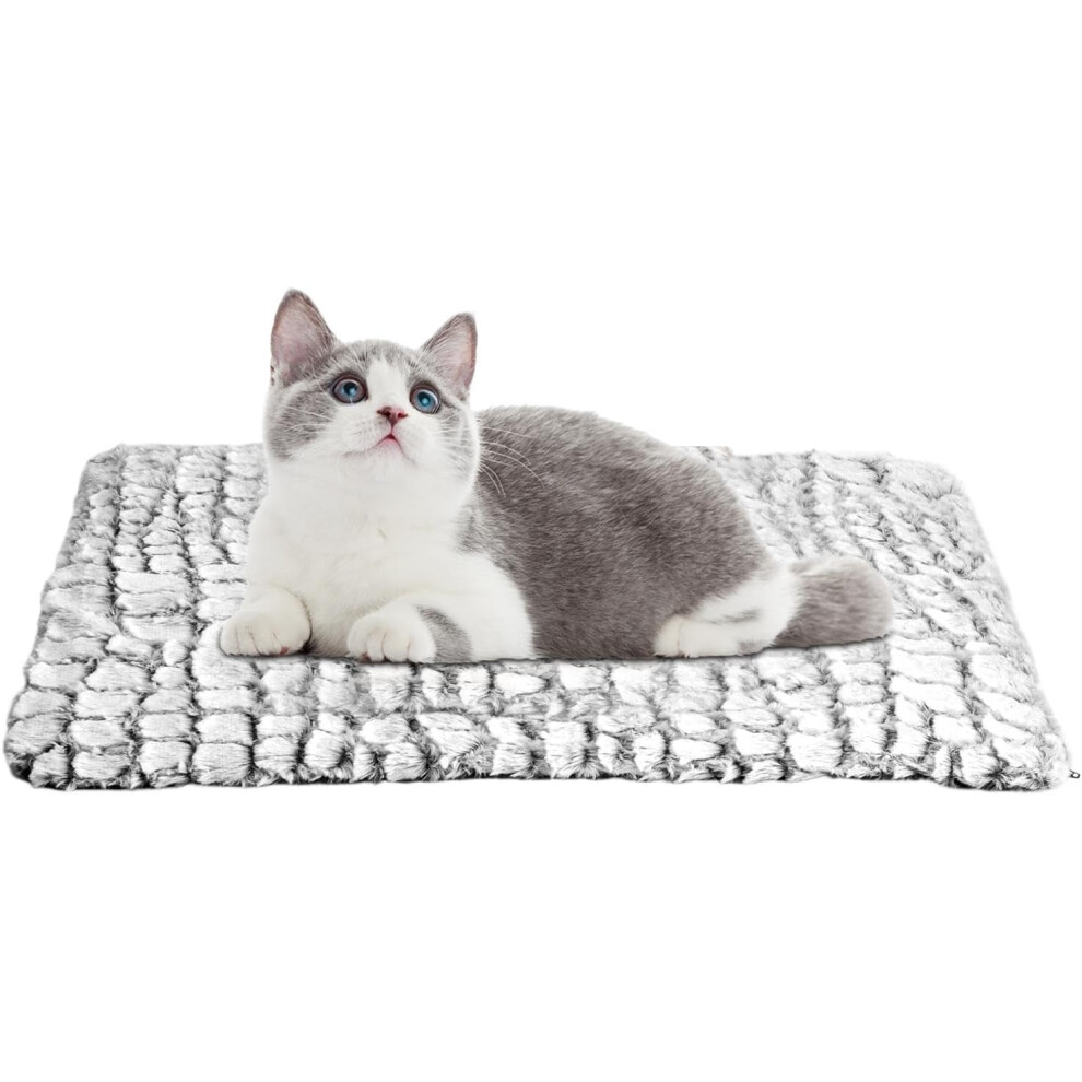 (20 x 18 x 18 cm (L x W x H), White) Winter Cat Bed - Self-Warming Pet Pad | Self-Warming Cat Bed with Removable Cover, Heated Cat Dog Mat Blanket for Indoor Outdoor Pets