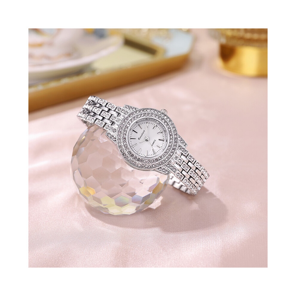 (Silver) Stylish Watch Quartz For Women With Fullzircon Alloy Bracelet Waterproof Gd285-image-OPC-PH5D6F5-NEW