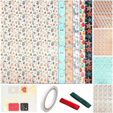 1 Set Flower Wrapping Paper with Ribbon Gift Box Packaging Paper for Party