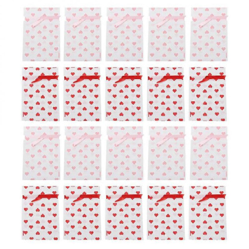 100Pcs Heart Pattern Gift Bags Wedding Candy Bags Plastic Drawstring Pouches