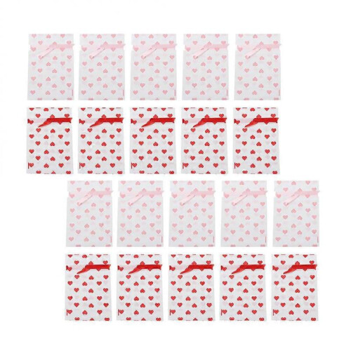 100Pcs Heart Pattern Gift Bags Wedding Candy Bags Plastic Drawstring Pouches 2