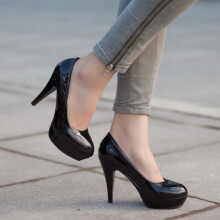 (Black, 38 Foot Length=23.6-24) Ladies Stiletto Womens High Heel Platform Plus Size Party Office Court Shoes