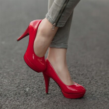 (Red, 41 Foot Length=25.1-25.5cm) Ladies Stiletto Womens High Heel Platform Plus Size Party Office Court Shoes