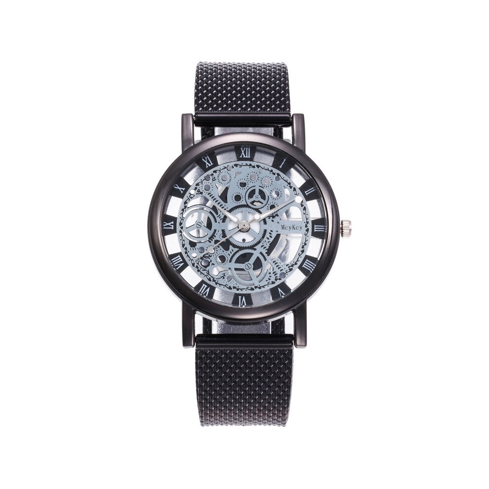 (Black) Trendy Watch Strap Men Quartz Pointer Casual Style Gifts Wristwatch Accessorie-image-OPC-PH5DHQM-NEW