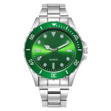 (Green) Fashion Men Stainless Steel Wrist Watch Business Style Fluorescent Student Gift