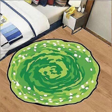 (80cm) Cartoon Anime Ricks And Mortys Round Carpet Green Portal Rug Gaming Chair Carpet Round Mat Living Room Bedroom Rug