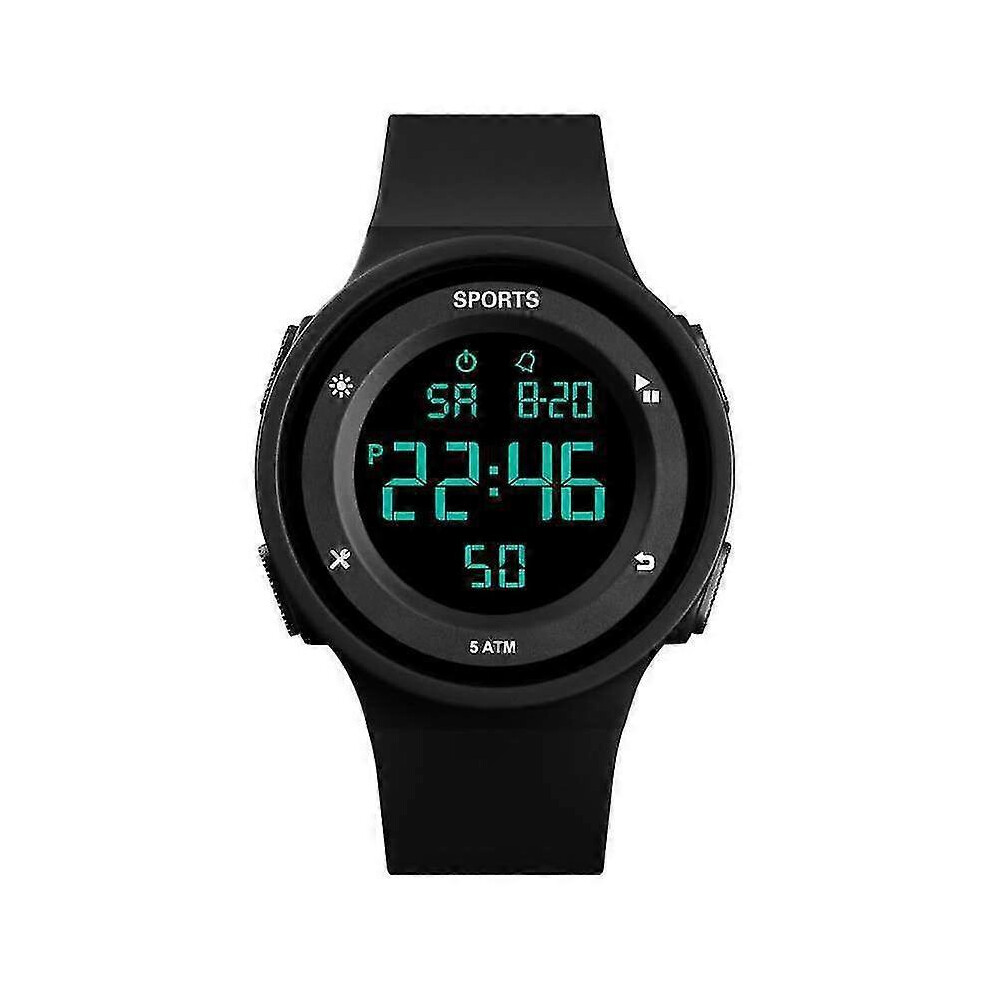 outdoor Digital Sports Watch, 3d Pedometer, Black