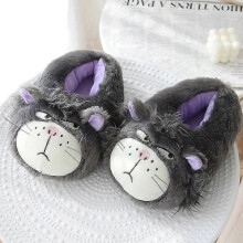 (Lucifer Cat) Funny Autumn Winter Cotton Bubble Tea Slipper Soft Cute Lazy Boba Indoor Slippers Lucifer Cat Puppy Home Plush Cotton Shoes