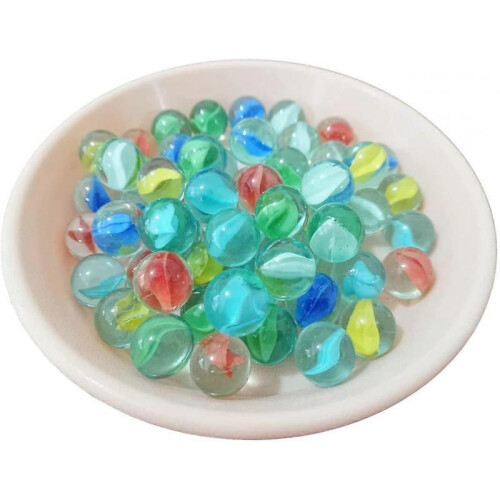 110 Marble Game Glass Marbles, 0.63", Mixed Colors 2