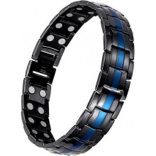 Mens Magnetic Bracelet,Magnetic Bracelets Double Strong Magnet 3500 Gauss with Adjustment ToolBlue & Black Link