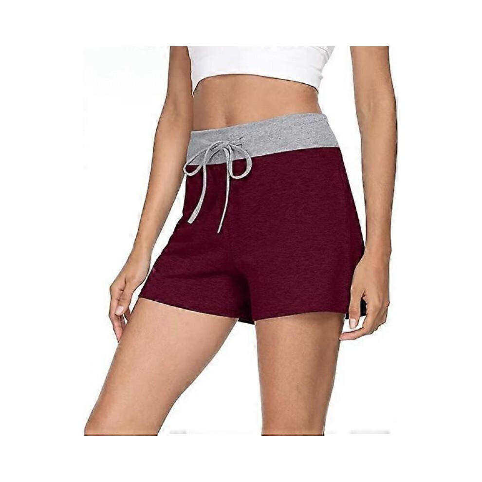 (Xl, Claret) Summer Casual Shorts Weight Comfortable Pajama Shorts Elastic Waist Drawstring Shorts Light