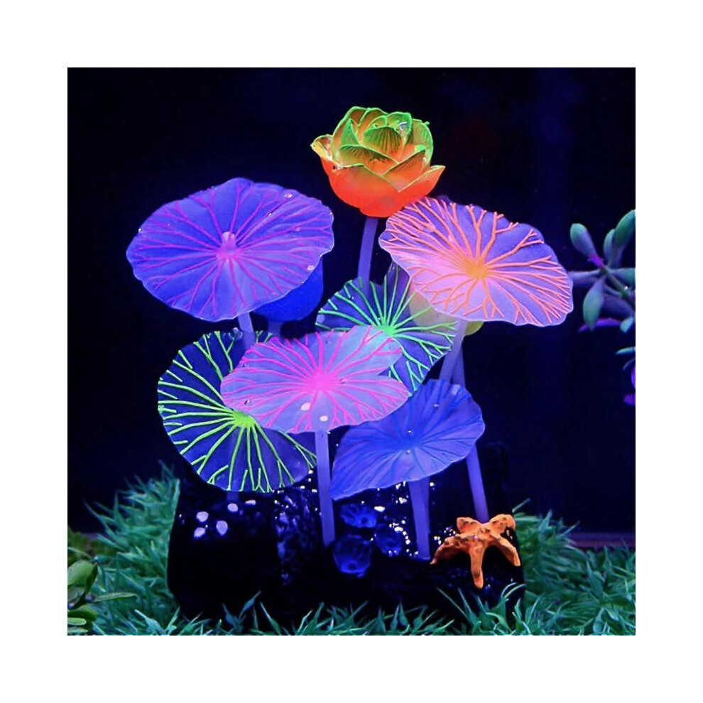 Glowing effect lotus decoration silicone decoration aquarium decoration fish tank with suction cup