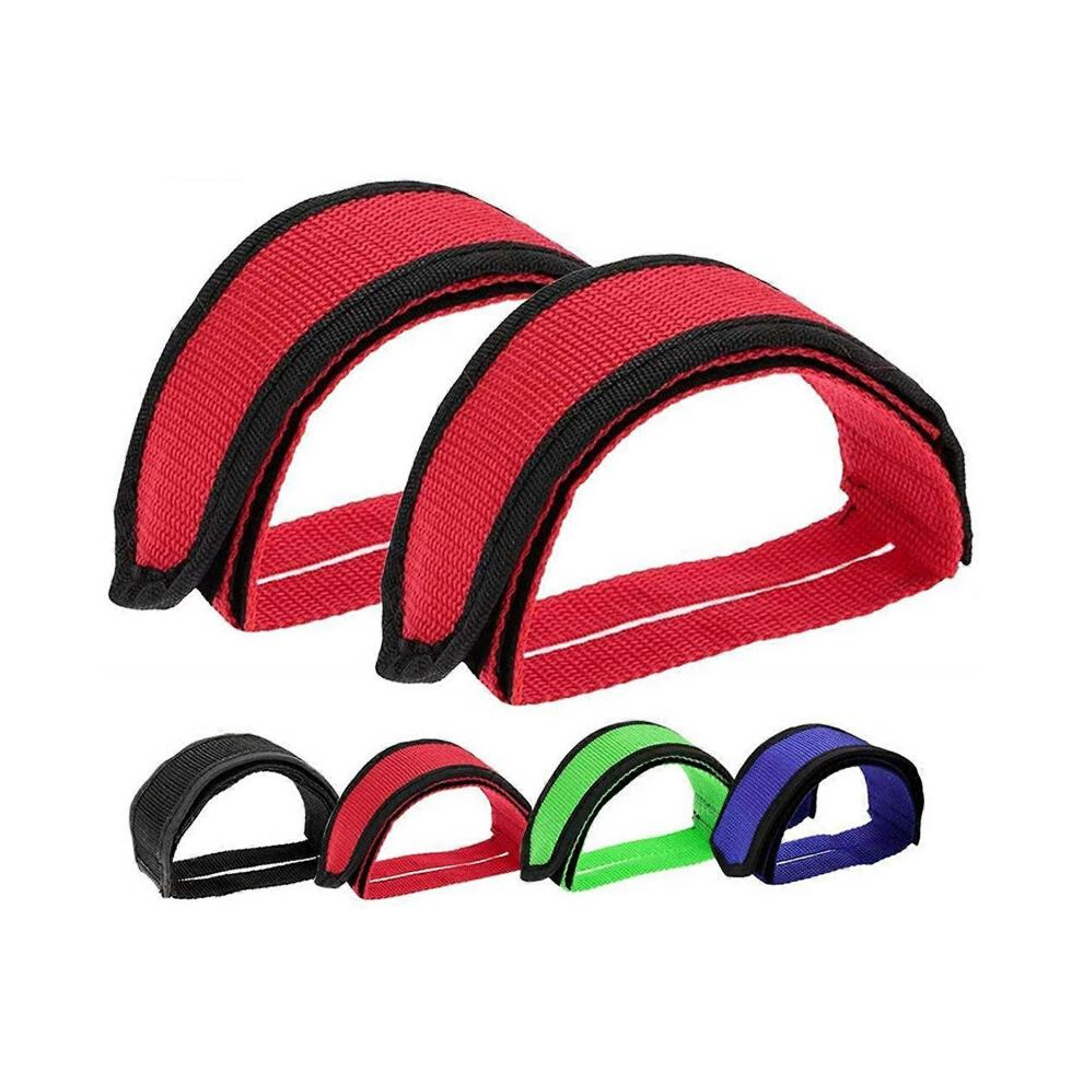 2-Pack, Bike Pedals With Pedal Toe Clips For Fixed Gear Bikes, Red