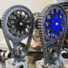(Black) Rotating Gear Clock Industrial Steampunk Vintage For Home Decor