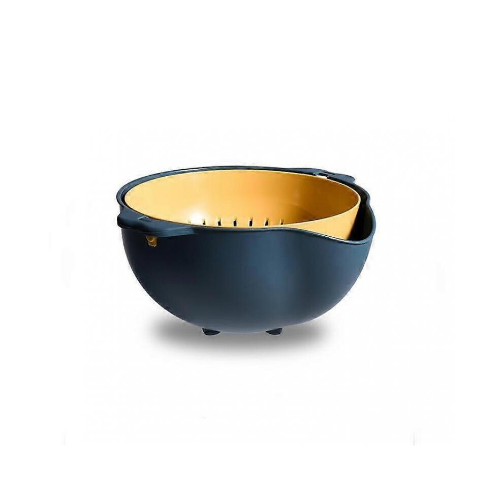 Blue Multifunctional Drain, Vegetable Filter, Fruit Basket, Kitchen Filter, Flip Design (Blue + Yellow)