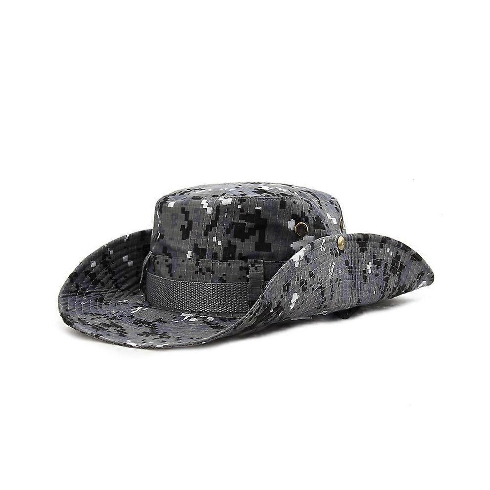 (camouflage blue) Camouflage Hat, Hat With Wide Brim, Unisex, Safari Military Camouflage Hat, Cap Circumference 56-60 Cm (Camouflage Blue)