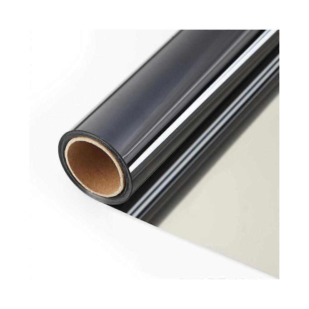 Window Film One Way Mirror Window Film Daytime Privacy Sun Blocking Heat Control Anti UV Reflective lass Tint(Black-Silver, 17 Inch x 16.4 Feet)