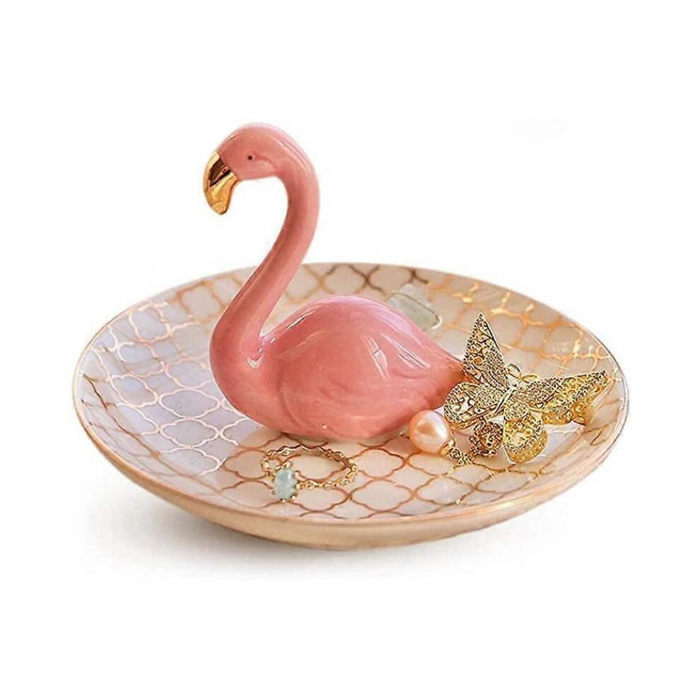 Aloe Cactus Elephant Ring Holder Cat Trinket Dish Jewellery Tray GiftsFlamingo Elephant Cat Bulldog Themed GiftsPink Flamingo)