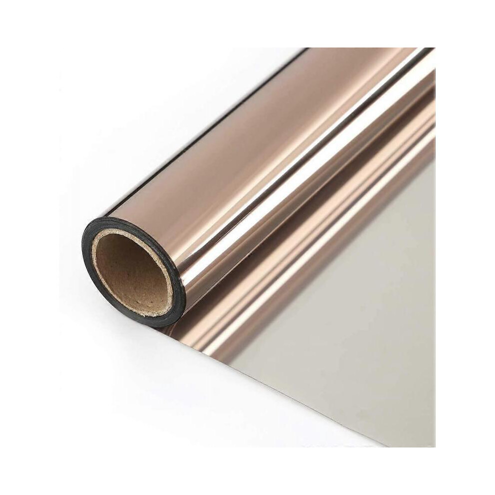 Window Film One Way Mirror Window Film Daytime Privacy Sun Blocking Heat Control Anti UV Reflective lass Tint(Brown-Silver,23.6 Inch x 6.5 Feet)
