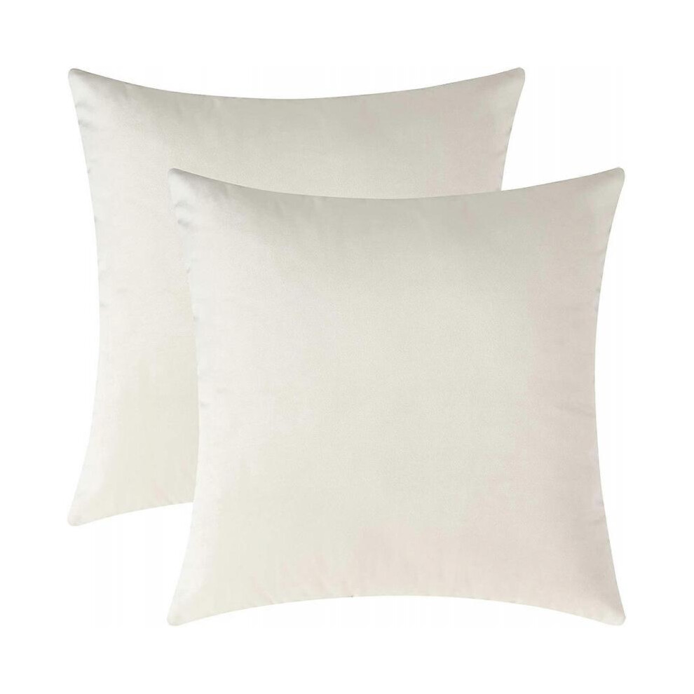 (16 * 16 Inches 2 Pieces, Cream) Decorative Throw Pillow Covers, Velvet Cushion Covers, Solid Throw Pillow Cases for Couch and Bed Pillows, Mustard Yellow, 20 x 20 Inches, Set of 2