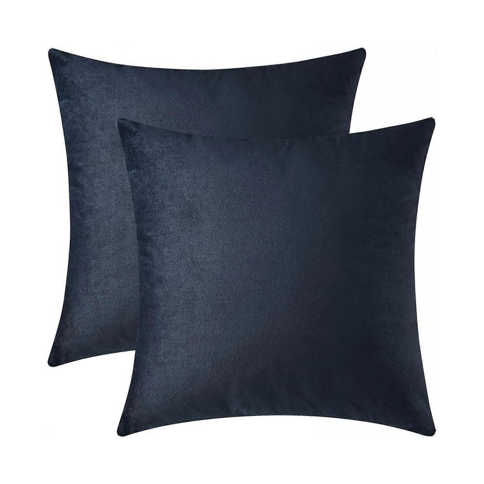 (16 * 16 Inches 2 Pieces, Midnight Blue) Decorative Throw Pillow Covers, Velvet Cushion Covers, Solid Throw Pillow Cases for Couch and Bed Pillows, Mustard Yellow, 20 x 20 Inches, Set of 2
