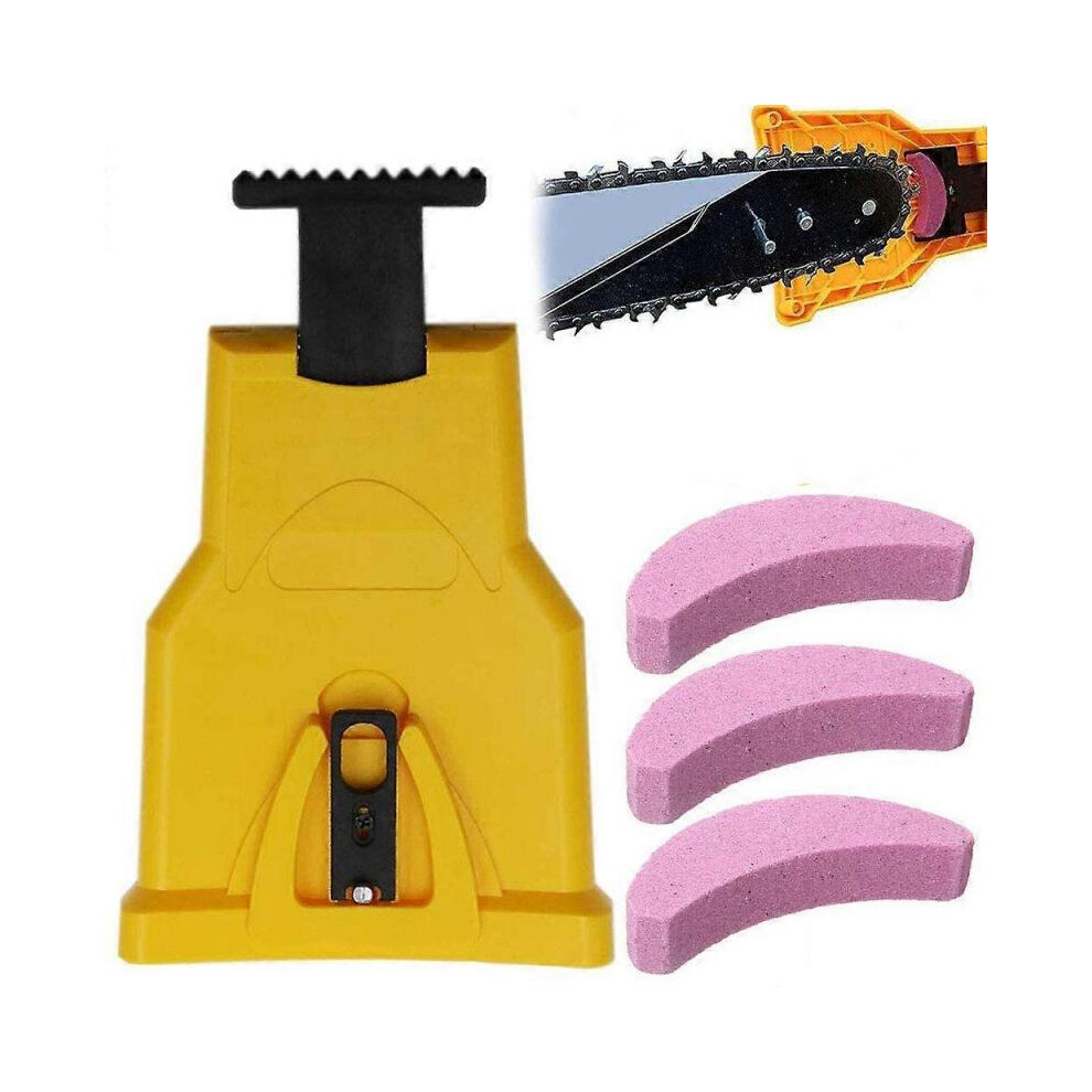 Chainsaw Sharpener, Chainsaw Sharpener Set with 3 Whetstones, Fast Woodworking Tools for Lumberjacks, Lawn Mowers, Chainsaws