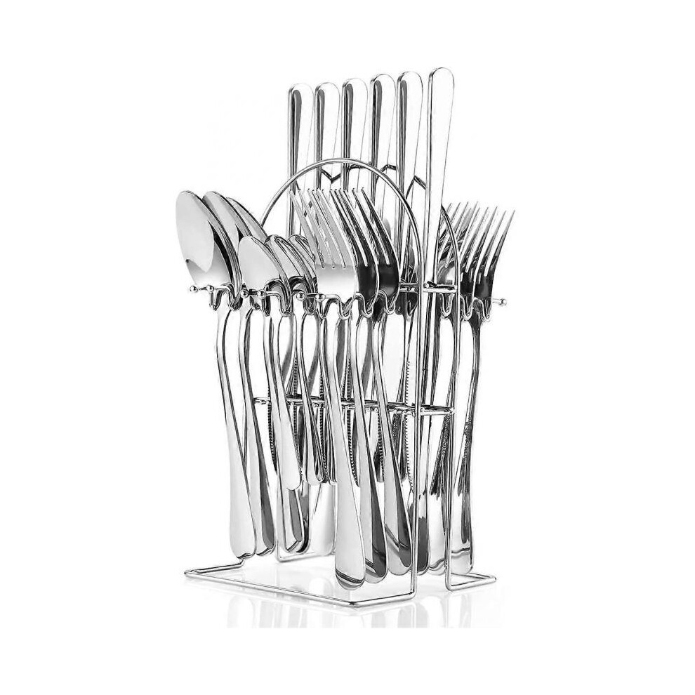 Cutlery Set with Shelf for 6 People 24-Piece Stainless Steel  High-Grade Mirror Polishing Cutlery Set