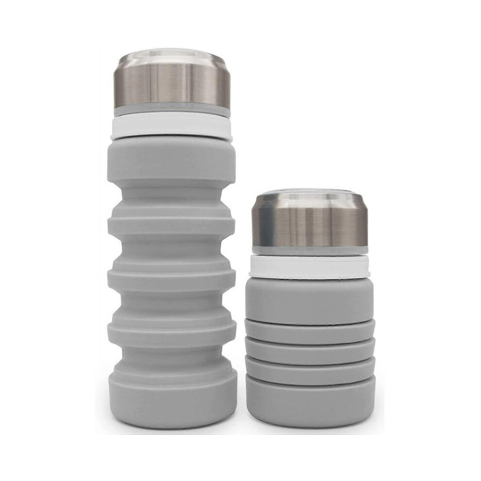 Suck Uk Collapsible Water Bottle | Reusable Drinks Bottle Travel Mug | 500Ml Gym Bottle Flask | Grey